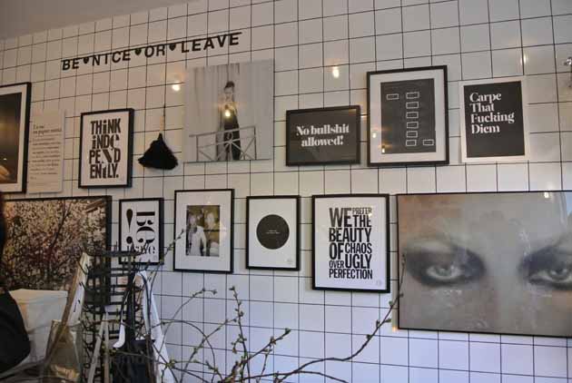 Lotta Agaton Store Stockholm Gallery Wall black and white Typo photo by happyhomeblog