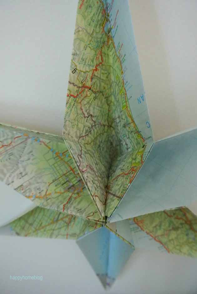 Papierstern gefalteteer Stern aus Papier Landkarte map star paper happyhomeblog